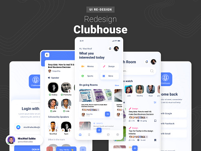 Clubhouse App Redesign | Concept 2021 clubhouse app community design figma figma design illustration ui design uiconcept uidesign uiux