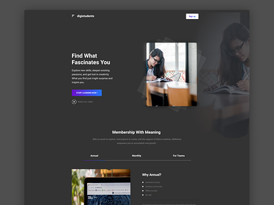 Online Learning Platform | Design Challenge 2021 branding design landing page landing page design landingpage official playoff ui uidesign weekly warmup