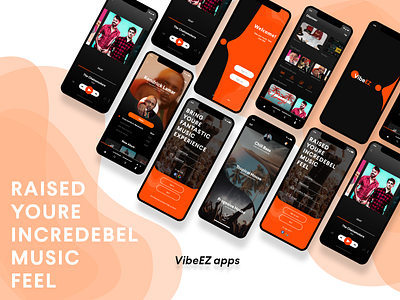 VibeEZ UI Design Apps design app illustration mobile mobile app mobile app ui mobile application mobile design mobile ui mobile ui design music music ui prototype spotify ui ux ui design uidesign ux