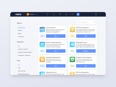 Sopsy: E-Commerce add-ons screen add on e commerce ecommerce extension plugin shopify shopping store