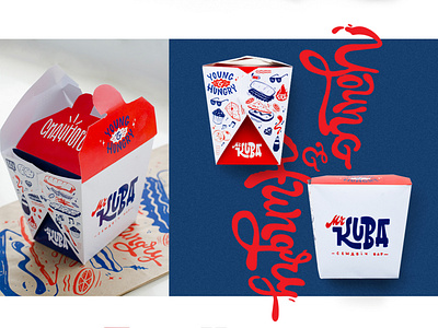 KUBA blue branding cafe cafe logo cartoon design fastfood illustration lettering packagedesign red restaraunt