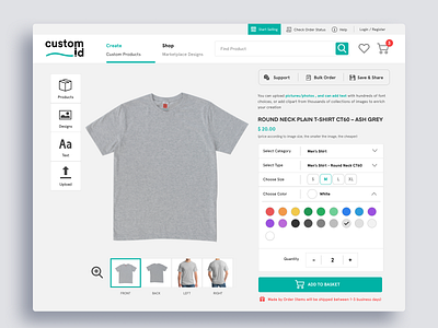 E-commerce Product Page custom shirt ecommerce product detail product page shirt shirt design ui website website design