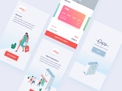 Shopy - Ecomerce App design ecommerce app error page mobile app design payment ui ux walkthrough