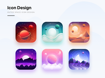 Outer Space Icon design exploration icon icon set iconography illustration outer space outerspace ui vector