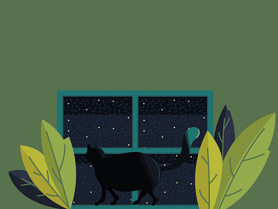 Cat on the window design illustration vector