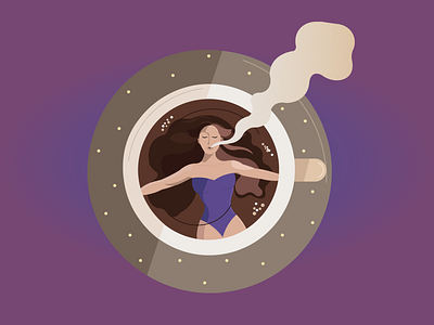 Swimming on Coffee coffee design illustration lovers swimming vector
