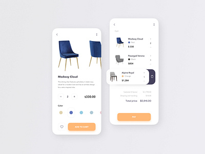 Furniture Concept 2020 app application chair clean clear design dribbble ecommerce flat furniture ios ios app minimal mobile modern pastel color trends ui