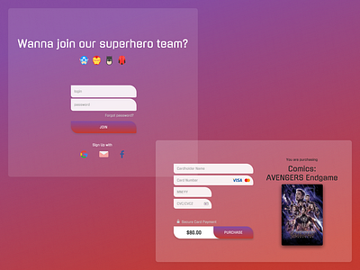 Sign Up & Credit Card Checkout Pop-Ups (DailyUI) 001 002 dailyui