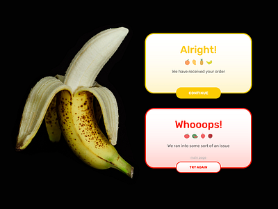 Flash Message (an error and success (DailyUI)) 011 banana black dailyui icons iconset photo yellow