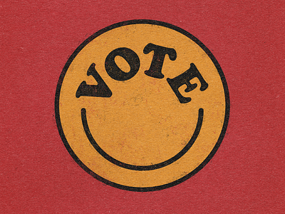 VOTE america black distressed illustration minimal red retro simplistic smiley face vintage vote yellow