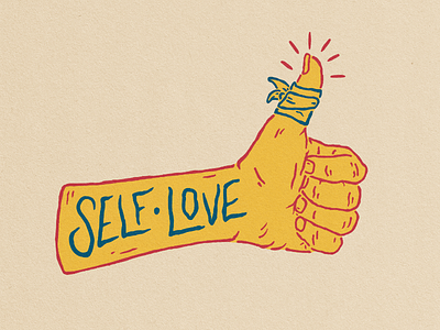 Self Love - Free And Above Collab badge design hand illustration logo mental illness retro self injury awareness day self love typography vintage