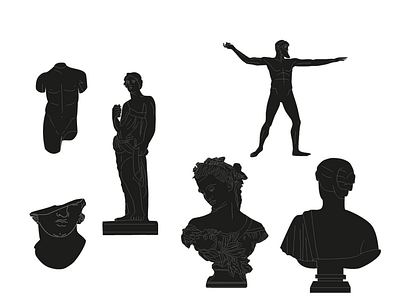 The Antique Museum art blackandwhite graphic design illustration illustrator museum statue vecto vector