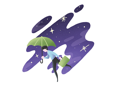 Another perspective clean flat illustration man umbrella vector