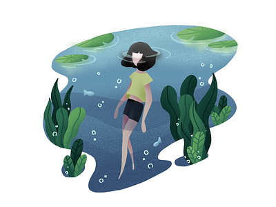 A Girl In the Water design digital digital art girl icon illustration vector