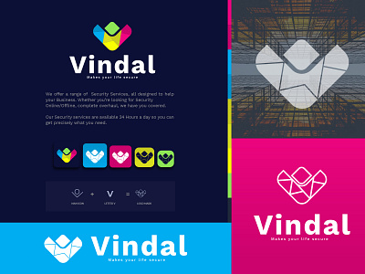 Vindal logo design abstract app branding agency business lettermark logodesign logos men modern logo offline online secured security services symbol technology v letter logo