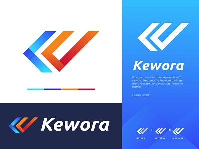 Kewora Logo Design branding branding concept bussiness creative data design develop gradient k letter keywords letter logo design lettermark logodesignersclub modern logo seo technology tools vector w letter website