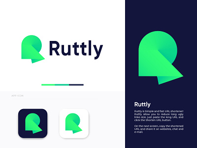 Ruttly logo design applogo branding creative design lettermark logodesign logodesignersclub logos logotype mordern logo r letter logo short shortner