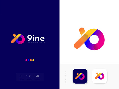 9ine logo design abstract ahmed rumon applogo branding colorful creative gradient letter logo logo logodesign logomark logos logotype logotypes modern logo monder 9 rumzzline studio symbol vector