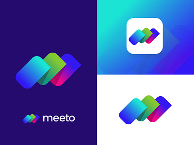 M Letter Logo - Modern Chatting App Icon - Meeto Logo Design 3d abstract adobe illustrator ahmed rumon app branding colorful concept creative design icon logo m letter logo modern rumzzline social typography ui vector website