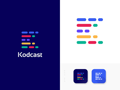 Modern K Letter Logo- Kodkast Logo Design adobe illustrator ahmed rumon branding colorful concept creative design flat icon illustraion k letter logo logo logotype modern logo podcast rumzzline typography ui vector website