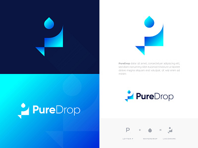 Water Company logo -  P letter logo  - Pure Drops Logo