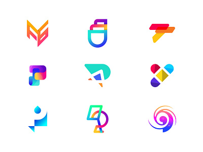 Top 9 Logo Design - Logo Design Trends 2020 - Modern Logo- V1 ahmedrumon branding concept creative design design trends dribbble gradient logo design logo design trends 2020 logo maker modern logo rumzzline symbol top 9 trends 2020 typograhy vector vectors