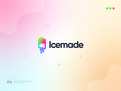 Ice cream Logo - Colorful Logo - Line Logo - Icemade ahmed rumon brand idenity brand identity visual identity colorful logo delicious dessert hire best logo designer ice cream cone ice cream logo icecream line art logo logo and brand design logo logos branding modern logo design pink green purple rumzzline summer sweet