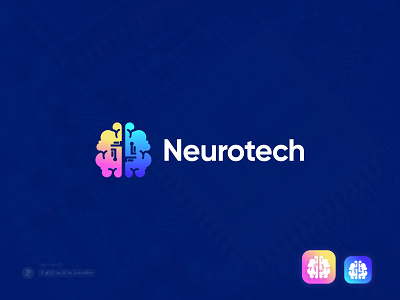 neurotech - brain logo - modern technology - creative thinking