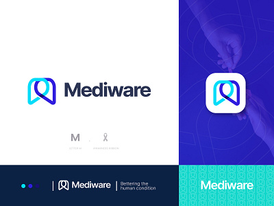 Medical logo - Awareness - Health - Mediware awarness ribbon brand identity design branding health health insurace logo hospitality logo letter mark monogram logo logo design m letter m logo medical device logo medicine modern logo design monogram symbol unique logo