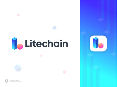 Litechain Cryptocurrency -  Logo Design -  Letter L + Blockchain