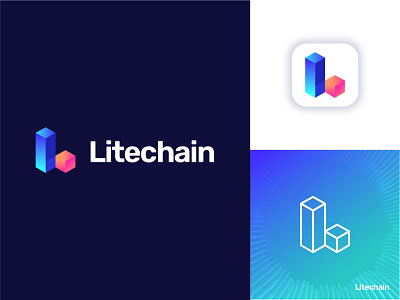 Litechain Cryptocurrency - Logo Design - Letter L + Blockchain blockchain branding colorful crative logo crypto logo cryptocurrency fintech identity l logo lettermark logo logodesign logotype mark modern logo monogram professional logo symbol unique logo