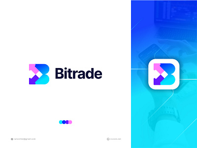 B trade logo - Crypto Mining - Blockchain Trading Logo design