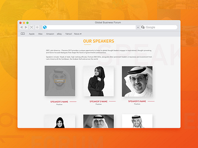 GBF Website Design: Speakers Section design dubai gradient landing page speakers ui ux webdesign website website design