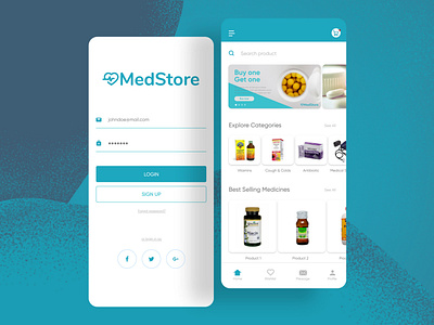 MedStore: Online Medicine Store UI Mobile Design app design gradient logo medical mobile app mobile design online mecidine shop online shopping ui ux