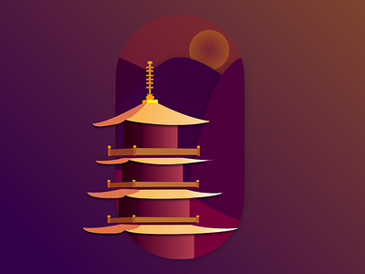 Seiganto-ji Spirit design illustration japan mountain sun temple vector