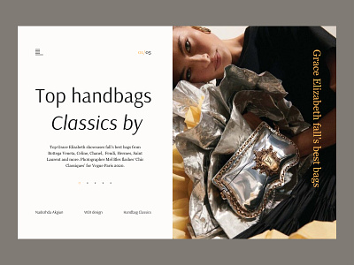 Fashion showcases handbags - online magazine branding design typography ui web website
