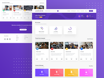 Learnmore - elearning platform cards clean course dashboard design dashboard ui design education app educational elearning landing page learning app learning platform online course product design quiz ronak chhatwal typography ui ux web