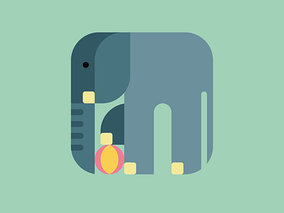 Rounded Square Elephant with ball design elephant graphicdesign icon illustration logo