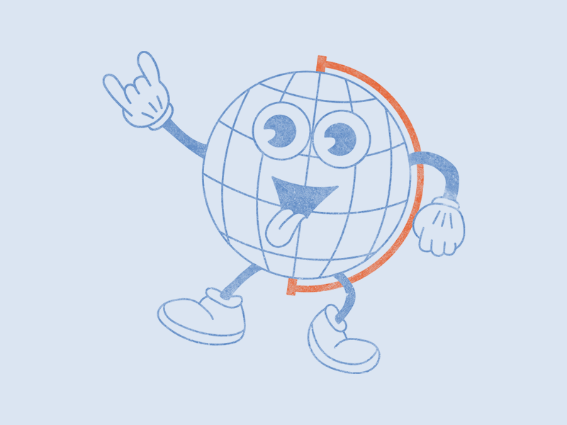 Rock-World ball cartoon dance earth globe illustration map rock