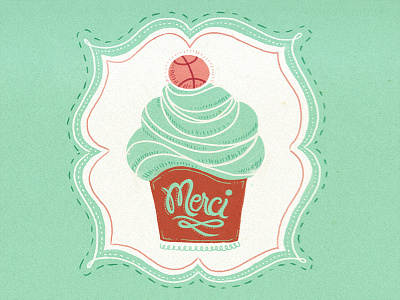 Hello&thank you cupcake illustration merci