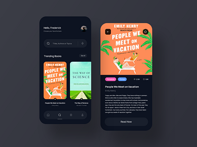 E-book App android app design app inspiration application black books clean dark design mobile reading ui ui design ui mobile ux web