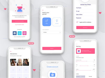 Dating app ui/ux and logo app app design clean concept dating app logo love match sugar