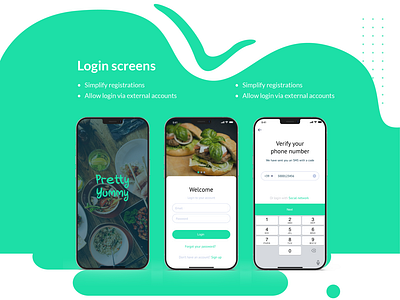 Login screens of food delivery