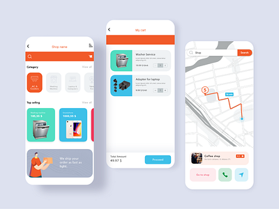 Ecommerce App app concept e commerce e commerce shop flat illustration mobile shop store