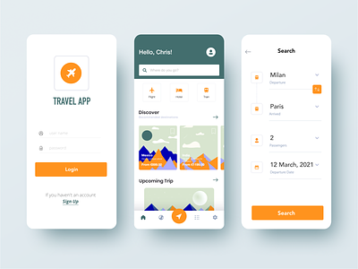 Travel app app app concept branding design flat icons mobile travel ui ux