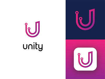 Crypto loog branding crypto exchange logo flat gradient logo logotype modern u logo unity vector