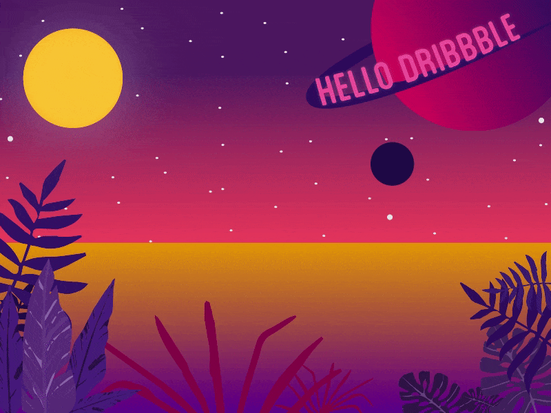 Hello dribbble ! aftereffects cat gif animation hellodribbble illustration illustrator tropic