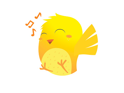 Singing and cheerful birdie animals bird cartoon character cheerful happy illustration singing vector
