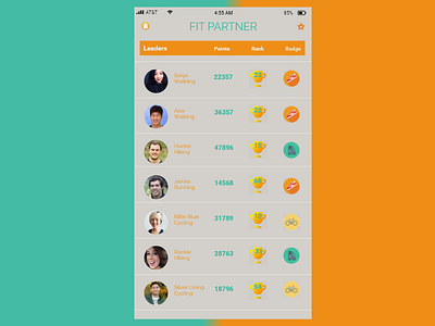 Daily UI 019 Fitness App Leaderboard