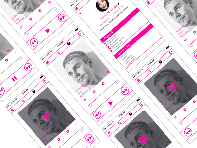 Pink, White, and Gray Music Player and User Profile adobe xd simple ui design